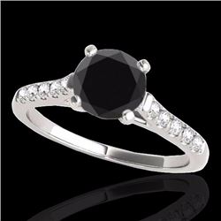 Genuine 1.45 CTW Certified Black Genuine Diamond Solitaire Bridal Ring Gold - 34982-REF#57M3H