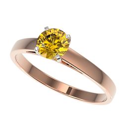 Genuine 0.77 CTW Certified Intense Yellow Diamond Solitaire Engagement Ring Gold - 36494-REF#58R7Z
