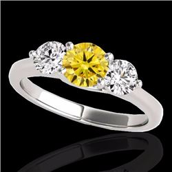 Genuine 3.0 CTW Certified Fancy Intense Genuine Diamond 3 Stone Solitaire Ring Gold - 35401-REF#406M