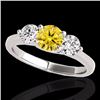 Image 1 : Genuine 3.0 CTW Certified Fancy Intense Genuine Diamond 3 Stone Solitaire Ring Gold - 35401-REF#406M