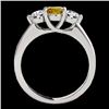 Image 2 : Genuine 3.0 CTW Certified Fancy Intense Genuine Diamond 3 Stone Solitaire Ring Gold - 35401-REF#406M