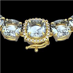 Natural 87 CTW Sky Blue Topaz & Diamond Halo Micro Necklace 14K Gold - 23366-REF#226K4T
