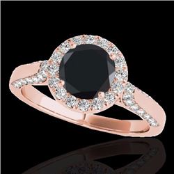 Genuine 2.15 CTW Certified Black Genuine Diamond Bridal Solitaire Halo Ring Gold - 33575-REF#88G8W