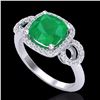 Image 2 : Genuine 3.15 CTW Emerald & Micro Pave Diamond Certified Ring 18K Gold - 23001-REF#69M2H