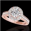 Image 1 : Genuine 1.70 CTW Certified G-I Genuine Diamond Bridal Solitaire Halo Ring Gold - 33725-REF#127H3R