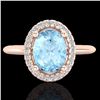 Image 1 : Natural 1.50 CTW Aquamarine & Micro Pave Diamond Bridal Ring Solitaire Halo 14K Gold - 21000-REF#44N