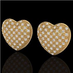 Natural 1.50 CTW Designer Micro Pave Diamond Certified Heart Earrings 14K Gold - 20178-REF#75A9N