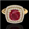 Image 1 : Genuine 1.50 CTW Ruby & Micro Pave Diamond Certified Pave Halo Ring 18K Gold - 20767-REF#69F5M