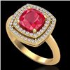 Image 2 : Genuine 1.50 CTW Ruby & Micro Pave Diamond Certified Pave Halo Ring 18K Gold - 20767-REF#69F5M
