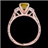Image 2 : Genuine 1.25 CTW Certified Fancy Intense Genuine Diamond 3 Stone Bridal Ring Gold - 35438-REF#97N3G