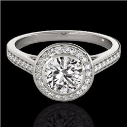 Genuine 1.30 CTW Certified G-I Genuine Diamond Bridal Solitaire Halo Ring Gold - 33625-REF#110F3M