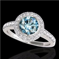 Genuine 1.50 CTW Certified Fancy Blue Genuine Diamond Solitaire Halo Ring Gold - 34446-REF#120F2M