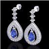 Image 1 : Genuine 2.25 CTW Tanzanite & Micro Pave Diamond Earrings Designer 14K Gold - 23157-REF#96F3M