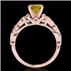 Image 2 : Genuine 1.10 CTW Certified Fancy Intense Genuine Diamond Solitaire Antique Ring Gold - 34638-REF#97K