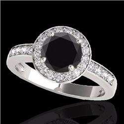 Genuine 2.0 CTW Certified Black Genuine Diamond Bridal Solitaire Halo Ring Gold - 34354-REF#75W8K