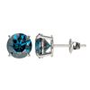Image 2 : Genuine 2.0 CTW Certified Intense Blue Genuine Diamond Solitaire Stud Earrings Gold - 36658-REF#152N