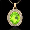Image 1 : Natural 4.50 CTW Peridot & Micro Pave Diamond Certified Necklace 18K Gold - 20570-REF#78N5G