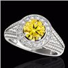 Image 1 : Genuine 1.70 CTW Certified Fancy Intense Genuine Diamond Solitaire Halo Ring Gold - 33974-REF#133H5R