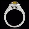 Image 2 : Genuine 1.70 CTW Certified Fancy Intense Genuine Diamond Solitaire Halo Ring Gold - 33974-REF#133H5R
