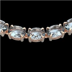 Genuine 45 CTW Aquamarine Eternity Designer Inspired Tennis Necklace 14K Gold - 23399-REF#287Y8V