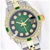 Image 1 : Rolex Ladies 2Tone 14K Gold/ Stainless Steel, Diam Dial & Diam/Emerald Bezel, Saph Crystal - REF#321