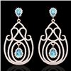 Image 2 : Natural 6.40 CTW Topaz & Micro Pave Diamond Certified Designer Earrings 14K Gold - 22432-REF#243N4G