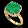 Image 2 : Natural 6.0 CTW Emerald And Micro Pave Halo Diamond Ring Solitaire 18K Gold - 23098-REF#53H2R