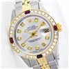 Image 1 : Rolex Ladies 2Tone 14K Gold/ Stainless Steel, Diam Dial & Diam/Ruby Bezel, Saph Crystal - REF#316T4V