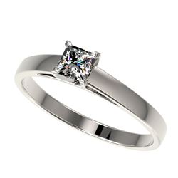 Genuine 0.50 CTW Certified Quality Princess Genuine Diamond Solitaire Ring Gold - 32965-REF#58W7K