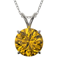 Genuine 2.0 CTW Certified Intense Yellow Genuine Diamond Solitaire Necklace Gold - 33238-REF#314A7N
