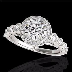 Genuine 1.50 CTW Certified G-I Genuine Diamond Bridal Solitaire Halo Ring Gold - 33598-REF#115H2R