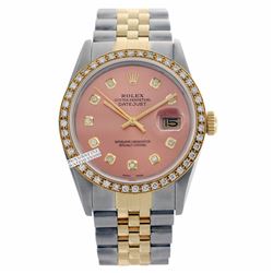 Rolex Men's 2Tone 14K Gold/ SS, QuickSet, Diamond Dial & Diamond Bezel - REF#458V2H