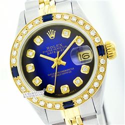 Rolex Ladies 2Tone 14K Gold/ Stainless Steel, Diam Dial & Diam/Sapphire Bezel, Saph Crystal - REF#32