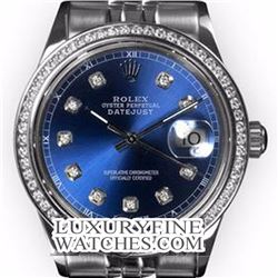 Rolex Men's Stainless Steel, QuickSet, Diamond Dial & Diamond Bezel - REF#425X5G