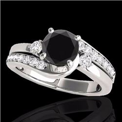 Genuine 2.0 CTW Certified Black Genuine Diamond Bypass Solitaire Bridal Ring Gold - 35102-REF#76A5N
