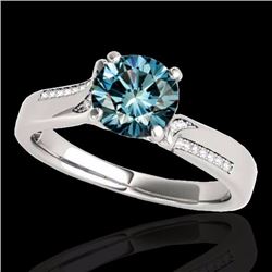 Genuine 1.18 CTW Certified Fancy Blue Genuine Diamond Solitaire Bridal Ring Gold - 35287-REF#104F5M