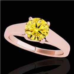 Genuine 1.0 CTW Certified Fancy Intense Genuine Diamond Bridal Solitaire Ring Gold - 35533-REF#88M8H
