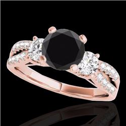 Genuine 1.50 CTW Certified Black Genuine Diamond 3 Stone Solitaire Ring Gold - 35407-REF#63G5W