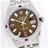 Image 1 : Rolex Men's Stainless Steel, QuickSet, Diam/Ruby Dial & Diam/Ruby Bezel - REF#430H9T