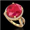 Image 2 : Natural 12 CTW Ruby & Micro Pave Diamond Certified Halo Ring 18K Gold - 20966-REF#95F3M
