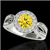 Image 1 : Genuine 1.40 CTW Certified Fancy Intense Genuine Diamond Solitaire Halo Ring Gold - 34565-REF#124M3H