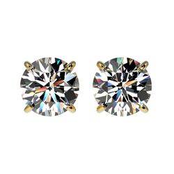 Genuine 1.55 CTW Certified H-I Quality Genuine Diamond Solitaire Stud Earrings Gold - 36605-REF#104W