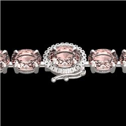 Genuine 26 CTW Morganite & Diamond Eternity Tennis Micro Halo Bracelet 14K Gold - 23431-REF#262R3Z