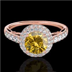 Genuine 1.65 CTW Certified Fancy Intense Genuine Diamond Solitaire Halo Ring Gold - 33705-REF#129G3W