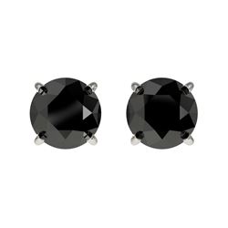 Genuine 1.0 CTW Fancy Black Genuine Diamond Bridal Solitaire Stud Earrings Gold - 33052-REF#28K2T