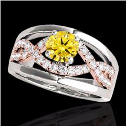 Genuine 1.55 CTW Certified Fancy Intense Genuine Diamond Solitaire Ring 2 Tone Gold - 35296-REF#147K