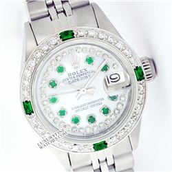 Rolex Ladies Stainless Steel, Diam/Emerald Dial & Diam/Emerald Bezel, Saph Crystal - REF#354N5J