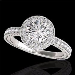 Genuine 1.51 CTW Certified G-I Genuine Diamond Bridal Solitaire Halo Ring Gold - 34301-REF#122X5A