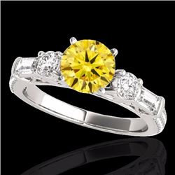 Genuine 2.50 CTW Certified Fancy Intense Genuine Diamond Pave Solitaire Ring Gold - 35487-REF#227G2W