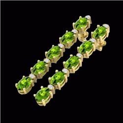 Natural 15.47 CTW Peridot & Diamond Certified Tennis Earrings Yellow Gold - 29486-REF#91H5R